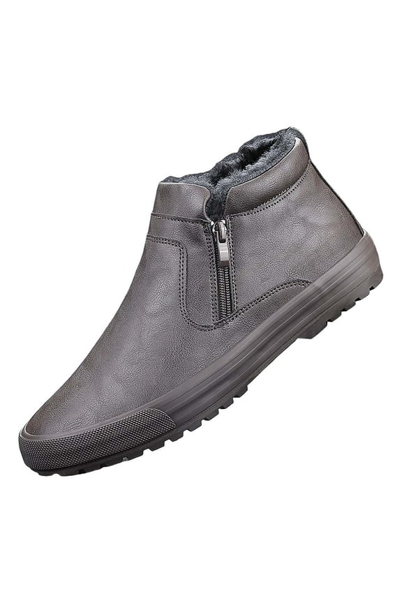 Men's Winter Snow Boots, Outdoor Anti-Slip Waterproof Fur Lined Warm Sneakers Lightweight Flat Walking Shoe Casual Ankle Boots