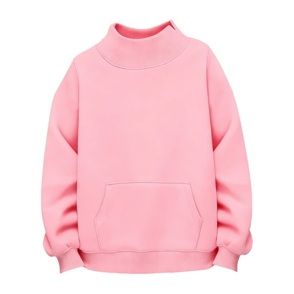 Ruyang Mock Neck Sweatshirt for Teen Girls Oversized Crewneck Pullover Tops Fall Winter Trendy Hoodies Pockets