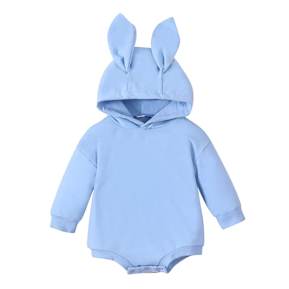 Ruyang My First Easter Baby Boy Girl Outfit New Born Long Sleeve Bunny Ear Hooded Sweatshirt Romper Jumpsuit Soft Cotton Cute Onesie