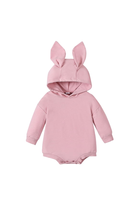 My First Easter Baby Boy Girl Outfit New Born Long Sleeve Bunny Ear Hooded Sweatshirt Romper Jumpsuit Soft Cotton Cute Onesie
