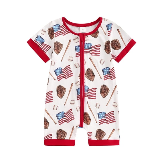 Ruyang New Born Baby 4th of July Romper Toddler Boys Girls American Flag Patriotic Jumpsuit Kid Independence Day Set USA Clothes