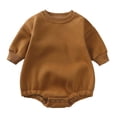 thumbnail image 1 of Ruyang New Born Baby Boys Fall Winter Romper Long Sleeve Crewneck Bodysuit Cotton Cute Warm Outfit Plain Button Onesie, 1 of 9