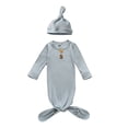 thumbnail image 1 of Ruyang New Born Baby Knotted Gown, Toddler Long Sleeve Sleeper Soft Romper with Mittens and Hat Set for Boyss Girls, 1 of 9