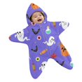thumbnail image 1 of Ruyang Newborn Flannel Hooded Crawling Suit Cute Print Starfish Infant Romper Baby Warm Footie Jumpsuit Winter Halloween Clothes, 1 of 5