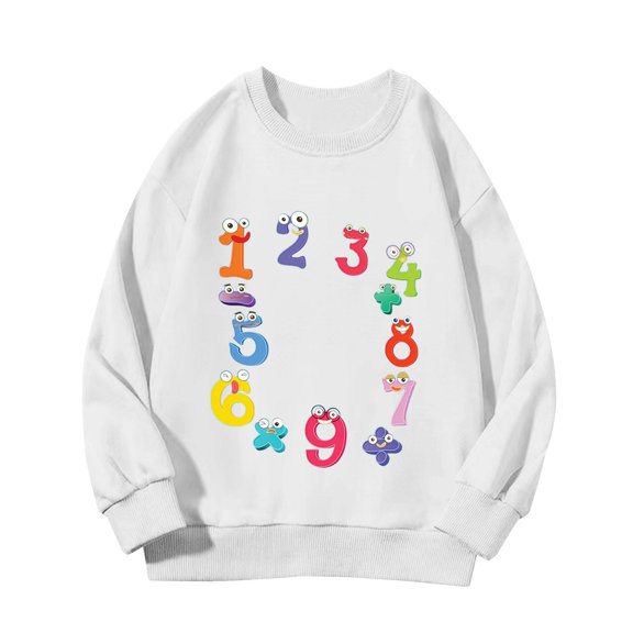 Ruyang Number Print Girls Boys Pullover Sweatshirts Funny Colorful Cute Long Sleeve Cotton Casual Athletic Tops for Kids