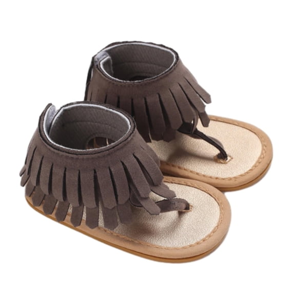 Ruyang Open Toe Sandals for Baby Girls Fringe Soft Rubber Sole Walker Crib Shoes Summer Lightweight First Walking Shoes