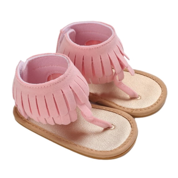 Ruyang Open Toe Sandals for Baby Girls Fringe Soft Rubber Sole Walker Crib Shoes Summer Lightweight First Walking Shoes