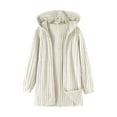 thumbnail image 1 of Ruyang Oversized Blanket Cardigans for Girls Preppy Ribbed Hooded Long Jacket Fall Winter Plain Long Sleeve Cotton Coat, 1 of 7