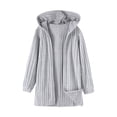 thumbnail image 1 of Ruyang Oversized Blanket Cardigans for Girls Preppy Ribbed Hooded Long Jacket Fall Winter Plain Long Sleeve Cotton Coat, 1 of 9