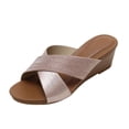 thumbnail image 1 of Ruyang Platform Sandals for Women Women's Outdoor Wedge Slippers Leather Fashion Casual Summer Open Toe Slip on Shoes, 1 of 7