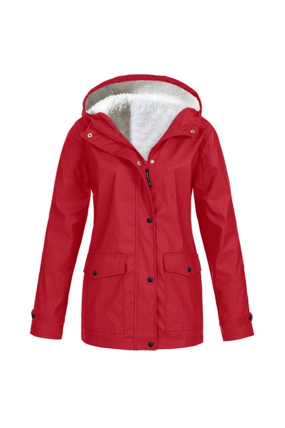 Plush Rain Jacket Women Zip Up Casual Hoodies Windbreaker Jackets Long Sleeve Coat Travel Jackets Vests for Women Dressy