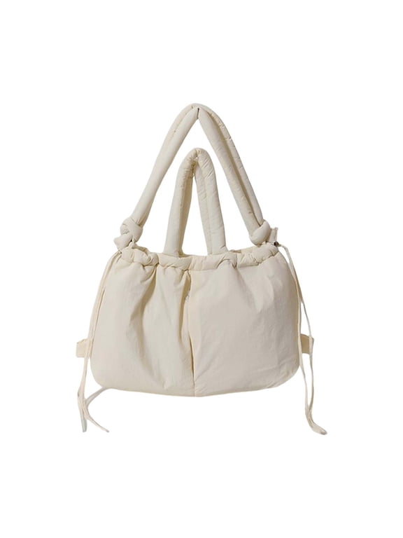 Puffer Backpack for Women Puffy Tote Bag Lightweight Large Purse Drawstring Backpack Fluffy Bubble Purse Work Travel