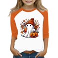thumbnail image 1 of Ruyang Pumpkin Shirts for Kids Girls Ghost Raglan 3/4 Sleeve T Shirt Round Neck Tee Tops Youth Teens Fall Halloween Clothes, 1 of 5