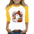 thumbnail image 1 of Ruyang Pumpkin Shirts for Kids Girls Ghost Raglan 3/4 Sleeve T Shirt Round Neck Tee Tops Youth Teens Fall Halloween Clothes, 1 of 5