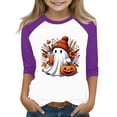 thumbnail image 1 of Ruyang Pumpkin Shirts for Kids Girls Ghost Raglan 3/4 Sleeve T Shirt Round Neck Tee Tops Youth Teens Fall Halloween Clothes, 1 of 5