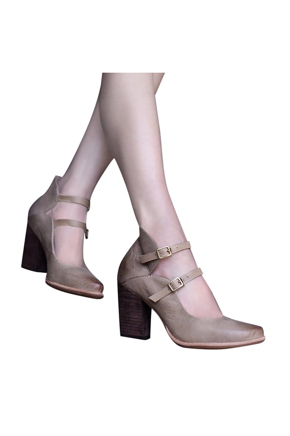 Pumps Shoes for Women Women's Low Block Heels Ankle Buckle Strap Closed Toe Comfortable Chunky Heel Dress Work Pumps