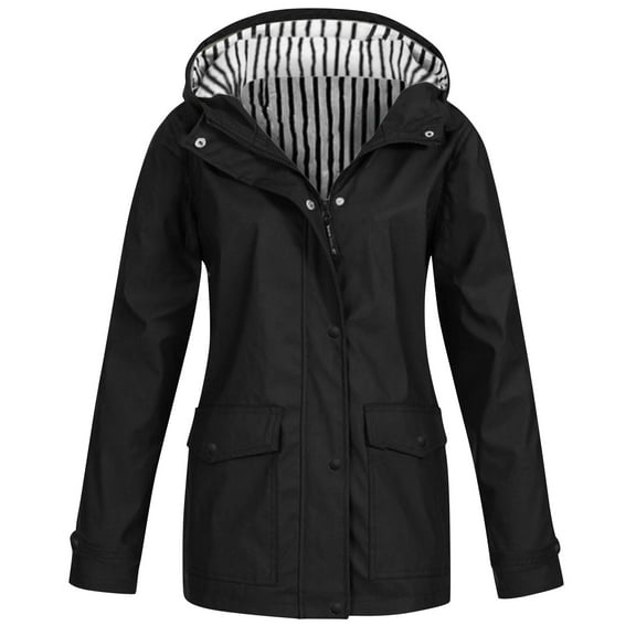 Ruyang Rain Jacket Women Zip Up Casual Hoodies Lightweight Windbreaker Jackets Long Sleeve Coat Travel Jackets Teen Girl Cold Weather Coats