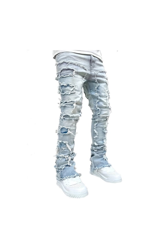 Ripped BaggyJeans for Boys Y2k Stresswear Straight Leg Denim Pants Teens Boys Fashion Loose Fit Trouser High Waisted Clothes