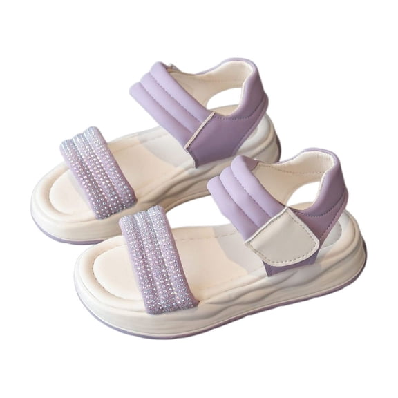 Ruyang Kids Girls Open Toe Sandals Toddler Platform Beach Flat Sandal with Adjustable Straps Summer Lightweight Shoes
