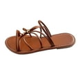 thumbnail image 1 of Ruyang Sandals for Women Ladies Fashion Summer Leather Fine Strap Combination Flat Bottom Beach Sandals Womens Wide Sandals, 1 of 6