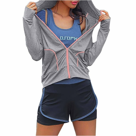 Ruyang Shirts for Women Women's Spring And Summer Solid Color Cationic Jacket Breathable Running Sports Yoga Jacket Tops 4x Women