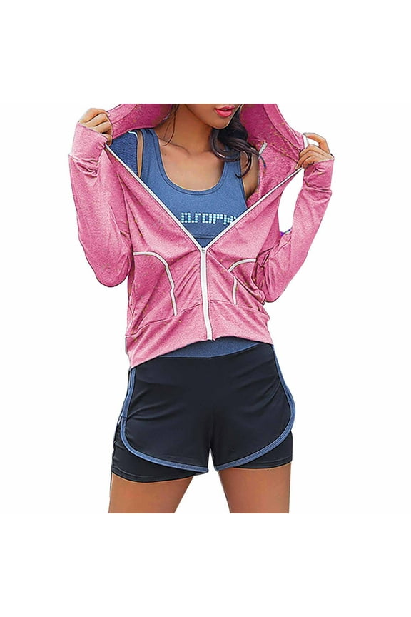 Shirts for Women Women's Spring And Summer Solid Color Cationic Jacket Breathable Running Sports Yoga Jacket Tops 4x Women