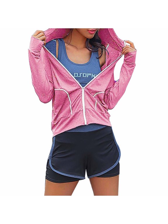 Shirts for Women Women's Spring And Summer Solid Color Cationic Jacket Breathable Running Sports Yoga Jacket Tops 4x Women