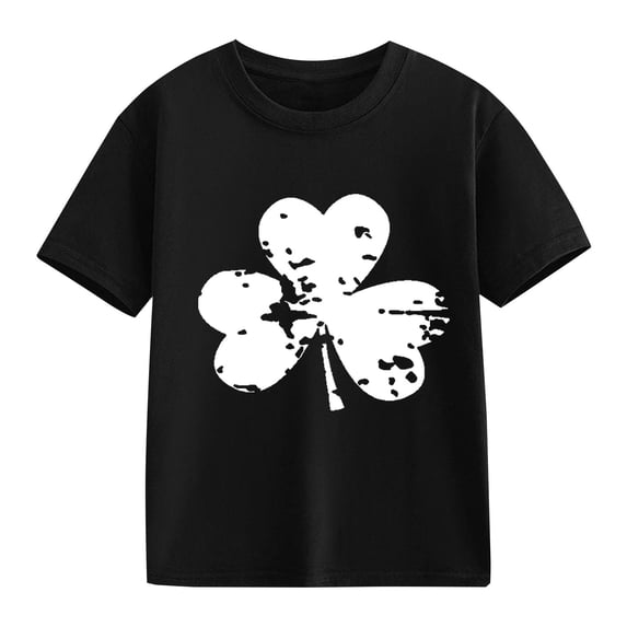 Ruyang St Patricks Day Cute Irish Shamrock Graphic Shirt for Girls Summer Short Sleeve Tee Tops Toddler Kids Cotton Crewneck T-Shirt