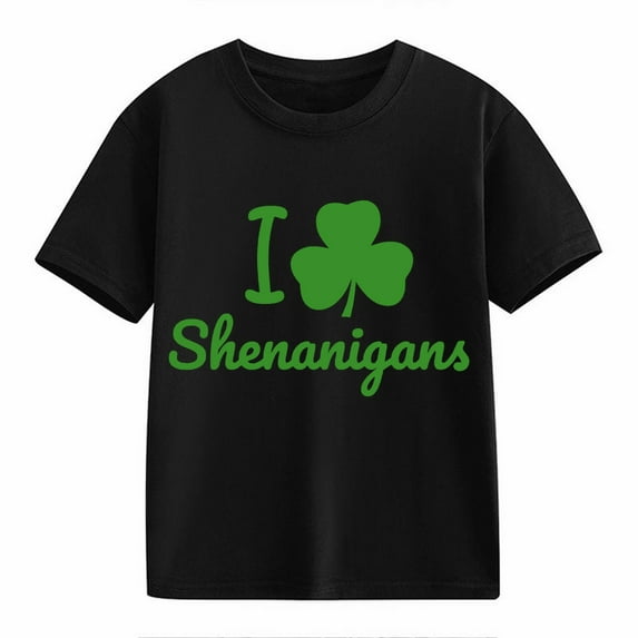 Ruyang St Patricks Day Shirt for Girls Cute Irish Shamrock Graphic Tee Tops Toddler Kids Short Sleeve Summer Crewneck Cotton T-Shirt