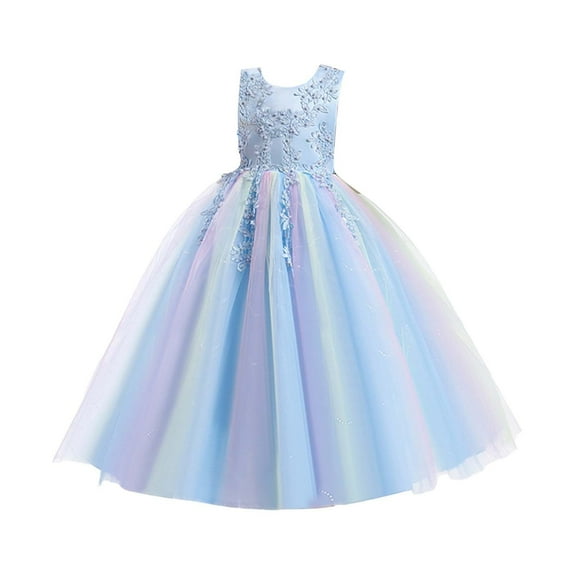 Ruyang Star Dress Girls Little Girls Tulle Lace Wedding Dress for Kids formal Birthday Pageant Prom Maxi Gown