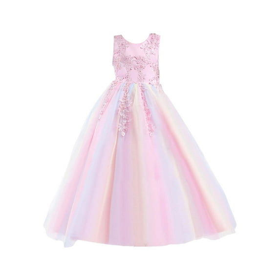 Ruyang Star Dress Girls Little Girls Tulle Lace Wedding Dress for Kids formal Birthday Pageant Prom Maxi Gown
