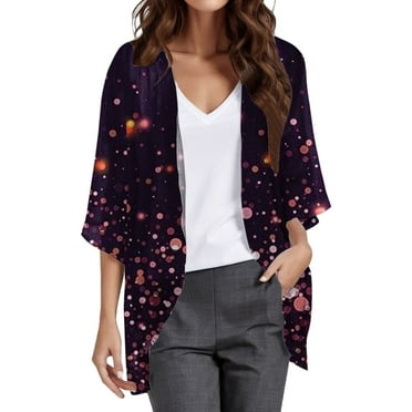 Ruyang Summer Cardigan Tops Women's Floral Print Puff Sleeve Kimono Cardigan Loose Cover Up Casual Blouse Tops S-5XL