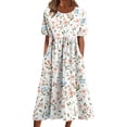 thumbnail image 1 of Ruyang Summer Casual Long Dresses Women's Short Sleeve A-Line Midi Dresses Casual Floral T-Shirt Dress Flowy Beach Sundress with Pockets, 1 of 5