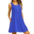 thumbnail image 1 of Ruyang Summer Dress Women's, Womens Summer Casual Beach Wear Sleeveless Dresses Off Shoulder Loose V Neck Tank Tops Dress, 1 of 3