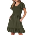 thumbnail image 1 of Ruyang Summer Dresses for Women V Neck Short Sleeve Flowy Tshirt Dress Casual Loose Sundress with Pockets Women's Work Dresses, 1 of 9