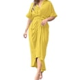thumbnail image 1 of Ruyang Summer Dresses for Women Women Elegant Floral Print High Waist Stand Collar Short Sleeve Shirt Dress Long Dresses for Women Casual, 1 of 5