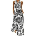 thumbnail image 1 of Ruyang Summer Flower Print Dresses for Women Women Casual V Neck Dress Sleeveless Maxi Dress Vintage Boho Beach Sundress With Pockets, 1 of 4