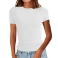thumbnail image 1 of Ruyang Summer Shirts for Women Women's Crew Neck Short Sleeve Tees Slim Fit T Shirt Basic Tops Women's T Shirt Short Sleeve, 1 of 3