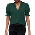 thumbnail image 1 of Ruyang Summer Shirts for Women Women's New Summer V Neck Puff Sleeve Solid Color Shirt Tops Women Top Long, 1 of 6