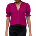 thumbnail image 1 of Ruyang Summer Shirts for Women Women's New Summer V Neck Puff Sleeve Solid Color Shirt Tops Women Top Long, 1 of 6