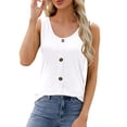 thumbnail image 1 of Ruyang Tank Tops for Women Women's Crew Neck Casual Solid Color Button Decorated Small Tank Top Loose Workout Shirts Women, 1 of 4