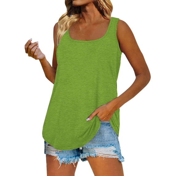 Ruyang Tank Tops for Women Women's Summer Sleeveless Square Collar Solid Color Vest T Shirt Top Exercise Shirts Women
