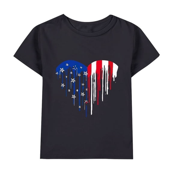 Ruyang Teen 4th of July Shirt Boys Girls Cotton American Flag T-Shirts Kids Patriotic Tees Tops Blouse Independence Day Clothes