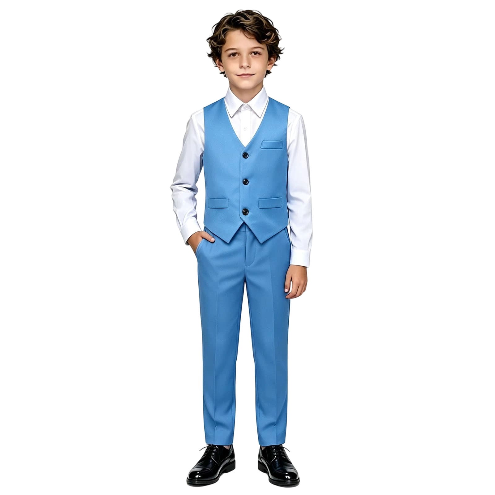 Graduation Neck Ruyang Teen Boys Formal Suit V-Neck Vest Long Sleeve Shirt Dress Pants ...