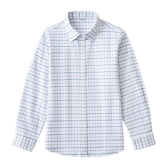 Ruyang Teen Boys Plaid Shirts Button Down Long Sleeve School Shirt Mock Neck Pure Cotton Trendy Tops Cozy Formal Blouse