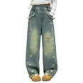 thumbnail image 1 of Ruyang Teen Girls Baggy Jeans High Waisted Ripped jeans for Girls Distressed Wide Leg Denim Pants with Pockets, 1 of 9
