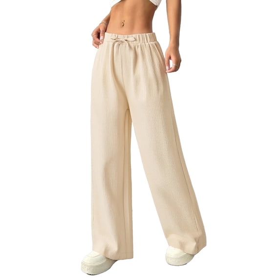 Ruyang Teen Girls Cotton Linen Wide Leg Pants Drawstring Kids Oversized Casual Lightweight Flowy Palazzo Pants Long Trousers Pockets