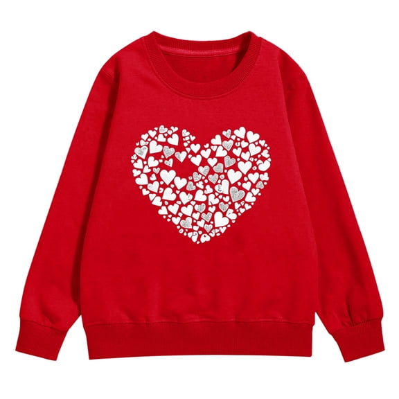Ruyang Teen Girls Crewneck Pullover Sweatshirt Long Sleeve Shirt Spring Trendy Clothes Kids Heart Shirts Top Casual Valentine Jacket