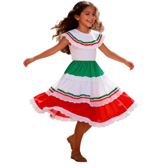 Ruyang Teen Girls Oktoberfest Midi Dresses Crewneck A-Line Swing Maxi Dresses Traditional German Bavarian Dirndl Performance Skirts