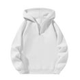 thumbnail image 1 of Ruyang Teen Girls Soft Hoodie Fall Thin Cropped Half Zipper Hooded Pullover Sweatshirts Plain Casual Long Sleeve Tops Clothes, 1 of 9